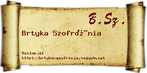 Brtyka Szofrónia névjegykártya